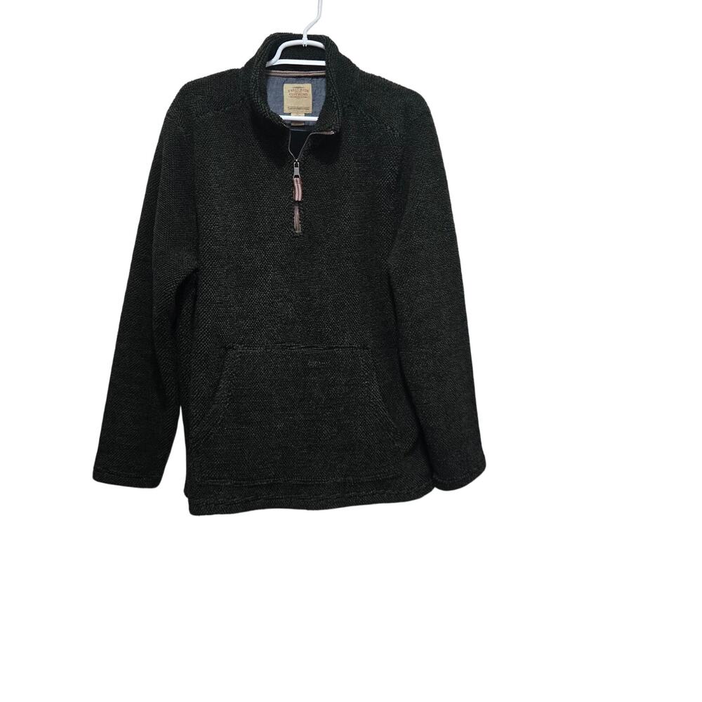 Telluride Fleece Quarter Zip Pullover Green Textured Sweater Size Large